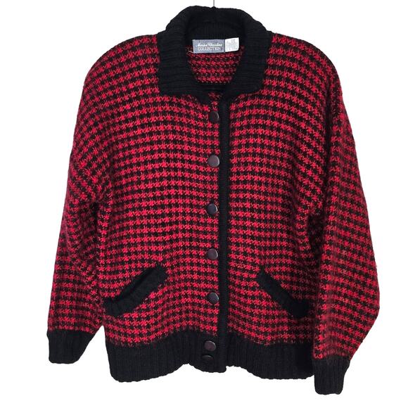 Vintage Marisa Christina Sweater Women's M Red Black Mohair Blend Festive Classy - Picture 1 of 12